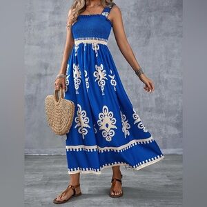 Blue and White Maxi Dress